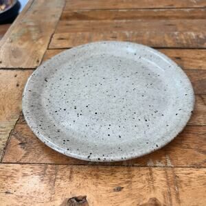 Studio Art Pottery White Speckled Plate 7.5" Stoneware